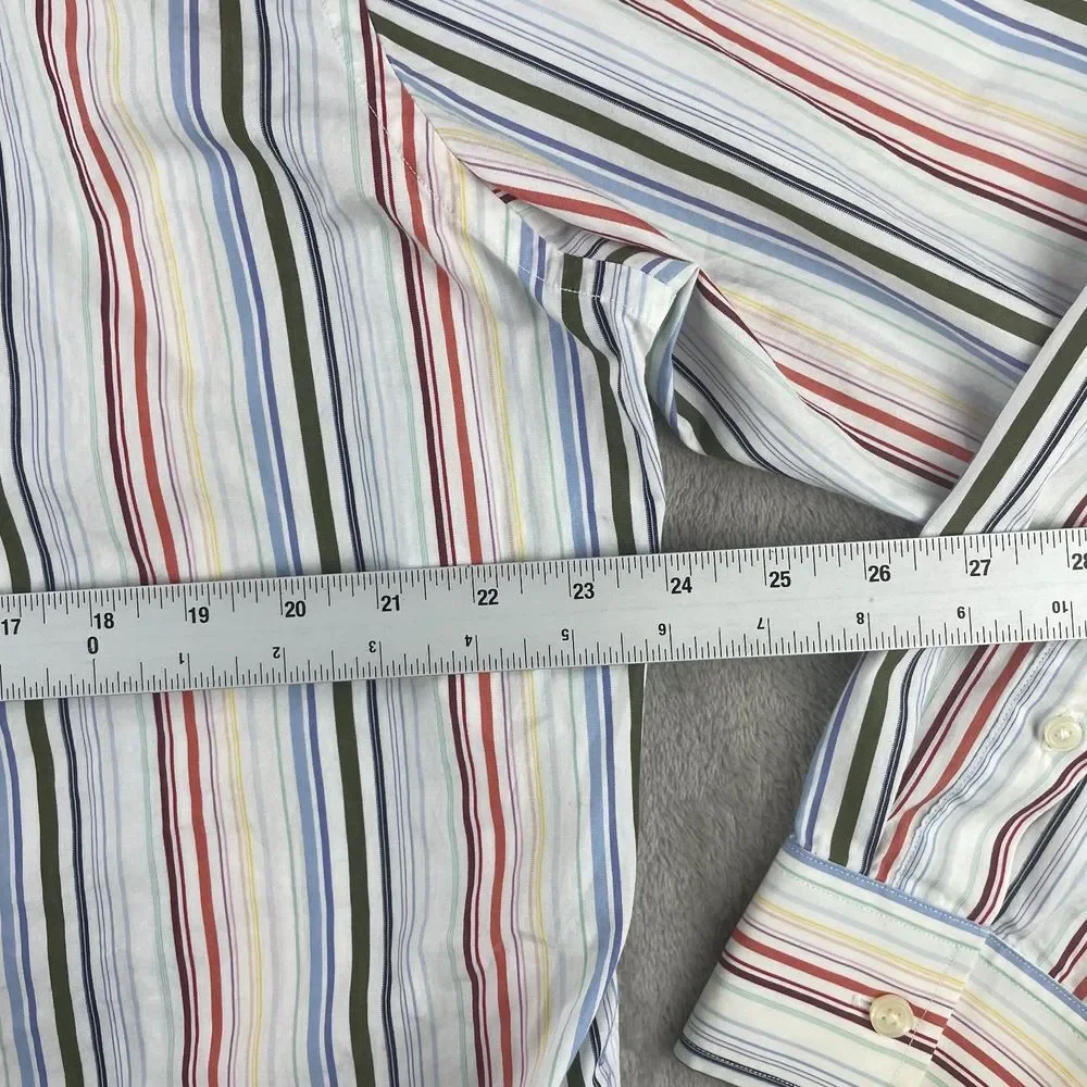 Vintage Banana Republic Shirt Men Multi Striped Long Sleeve‎ Preppy Causal